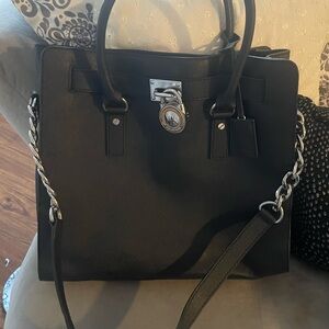 Michael Kors Black Leather large hamilton steffano  bag
